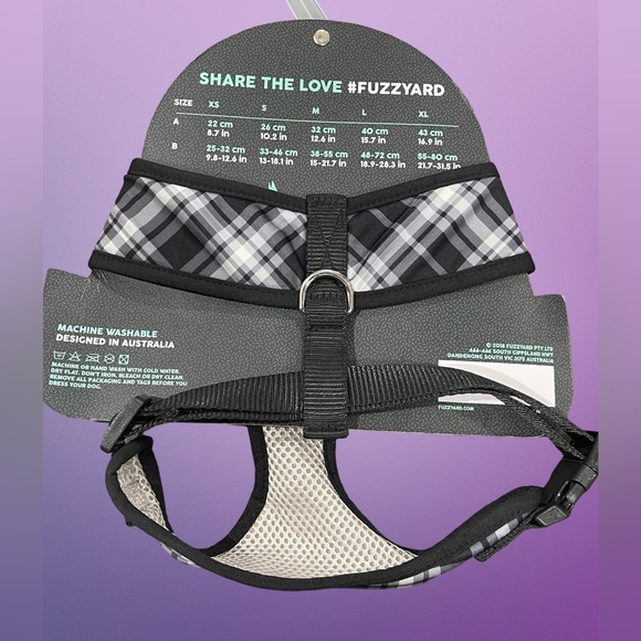 New! Fuzzyard Black & White Plaid Dog Harness - L - Picture 2 of 4